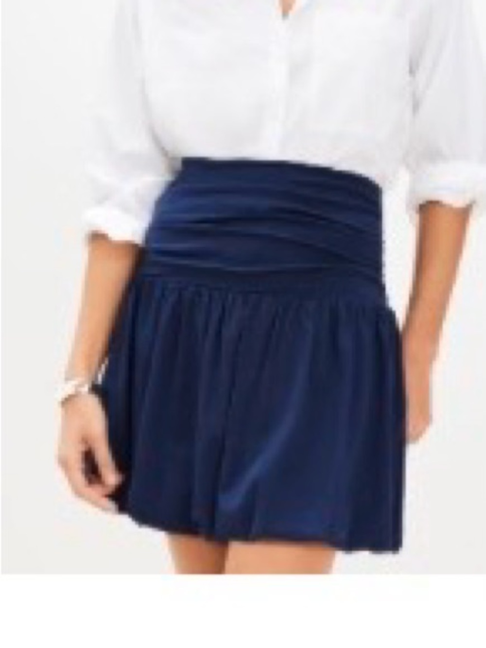 LOFT Navy Bubble Hem Skirt